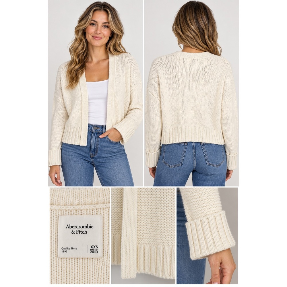 Abercrombie & Fitch women's long sleeve ivory cardigan sweater (size XX(Small)